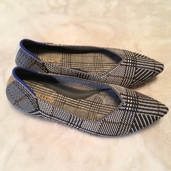 Rothy’s The Point II Glen Plaid Gray & Black Slip-on Flats - 8